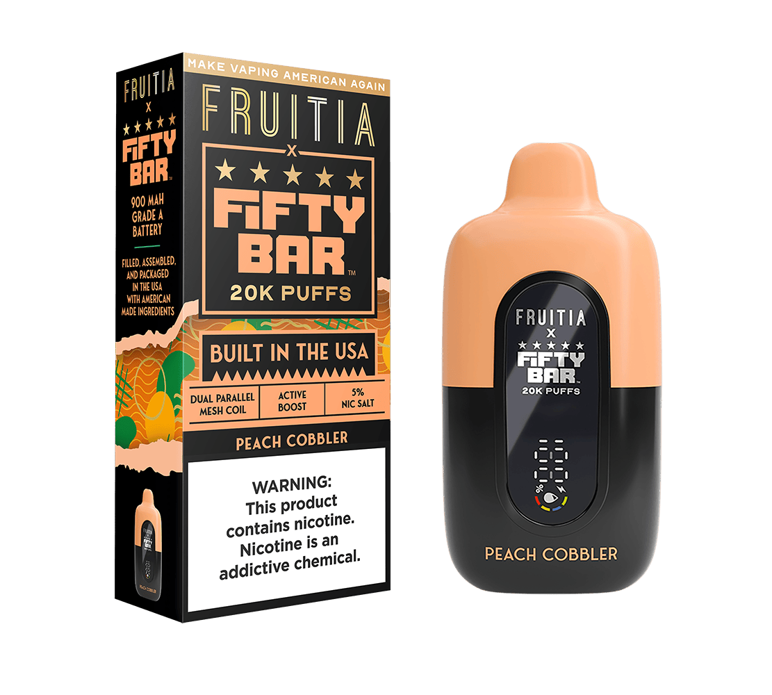 Peach Cobbler | FRUITIA x Fifty Bar | Fresh Farms E-Liquid Peach Cobbler | FRUITIA x Fifty Bar | Fresh Farms E-Liquid