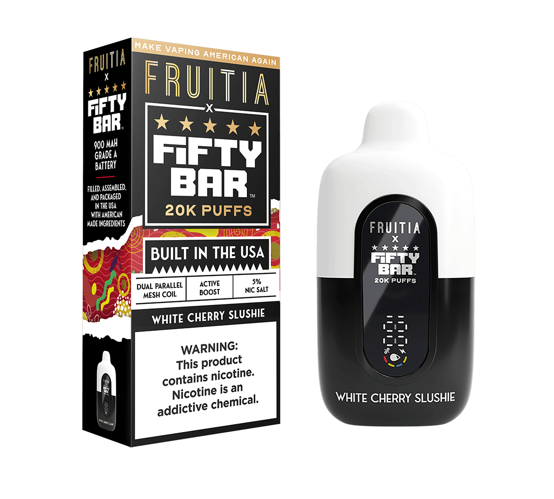 White Cherry Slushie | FRUITIA x Fifty Bar | Fresh Farms E-Liquid White Cherry Slushie | FRUITIA x Fifty Bar | Fresh Farms E-Liquid