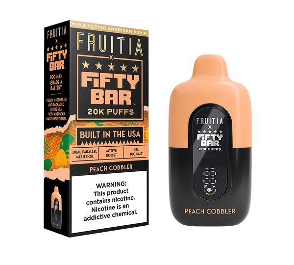Peach Cobbler | FRUITIA x Fifty Bar | Fresh Farms E-Liquid Peach Cobbler | FRUITIA x Fifty Bar | Fresh Farms E-Liquid