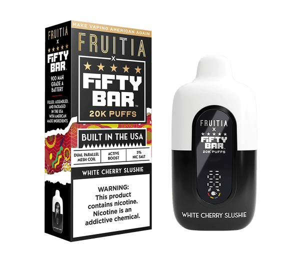 White Cherry Slushie | FRUITIA x Fifty Bar | Fresh Farms E-Liquid White Cherry Slushie | FRUITIA x Fifty Bar | Fresh Farms E-Liquid